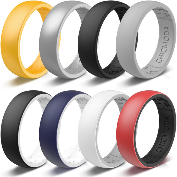 CHICMODA 8 Colorfu Silicone Wedding Rings Women Men  Breathable Design