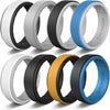 CHICMODA 8 Colorfu Silicone Wedding Rings Women Men  Breathable Step Edge Sleek Design