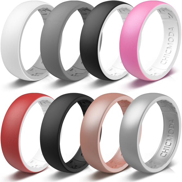 CHICMODA 8 Colorfu Silicone Wedding Rings Women Men  Breathable Design
