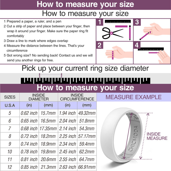 CHICMODA 8 Colorfu Silicone Wedding Rings Women Men  Breathable Design