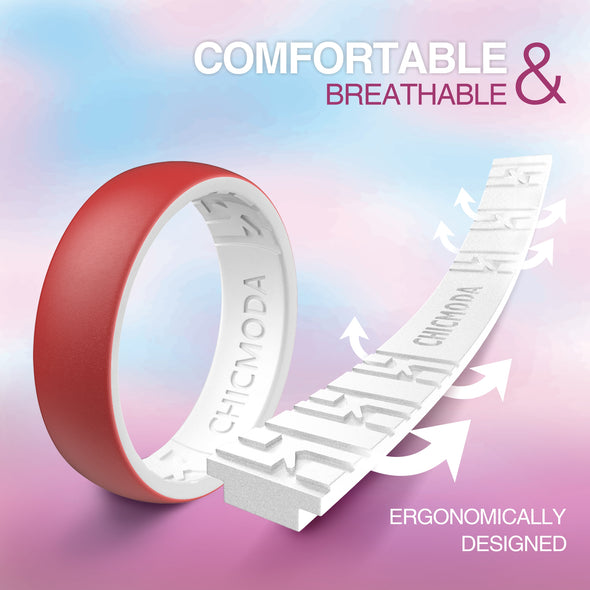 CHICMODA 8 Colorfu Silicone Wedding Rings Women Men  Breathable Design