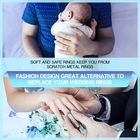 CHICMODA 8 Colorfu Silicone Wedding Rings Women Men  Breathable Design