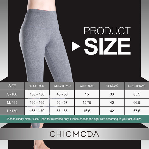 CHICMODA Yoga Pants Woman's Sport Ankle Leggings Zipper Pocket