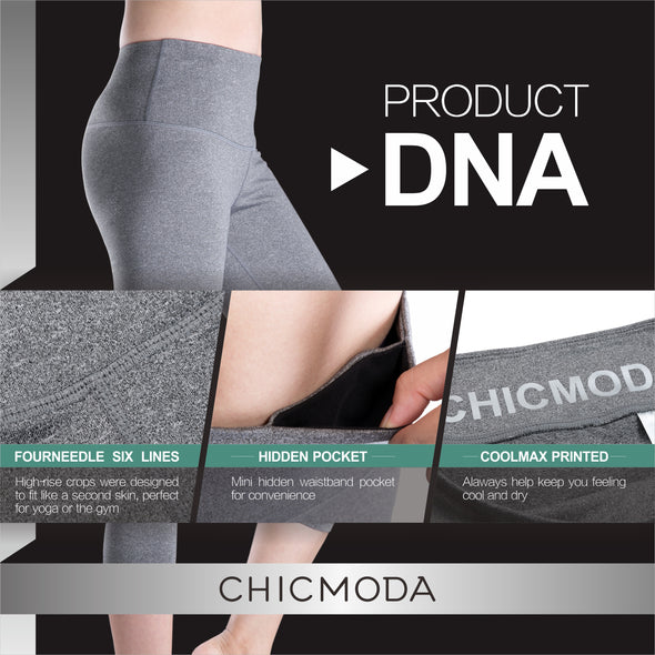 CHICMODA High Rise Yoga Capris With Hidden Pocket